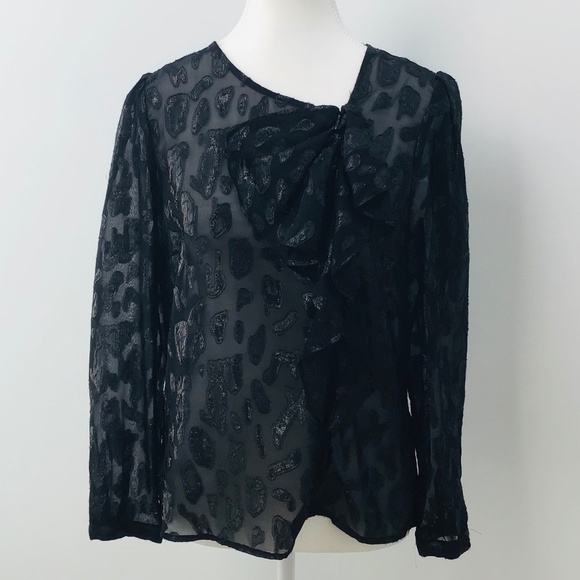 ZARA size M long sleeved black glitter blouse with gathered detailing - Picture 3 of 10